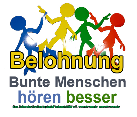 bunte Menschen mit Schriftzug Belohnung